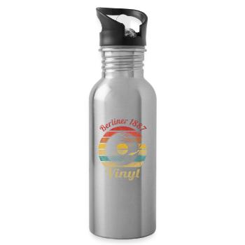 Berliner 1887 Vinyl Retro Vintage Music - Trinkflasche mit integriertem Trinkhalm - Lightsilver - Rechts