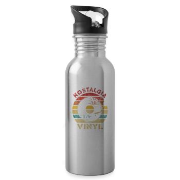 Nostalgie Vinyle Rétro Vintage Music - Gourde avec paille intégrée - argent clair - Droite