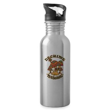 Decrime Nature Colorful Magic Mushroom Trippy - Water bottle with straw - silver - Right