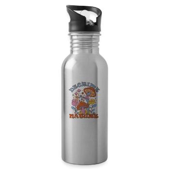 Decrime Nature Colorful Magic Mushroom Trippy - Water bottle with straw - silver - Right