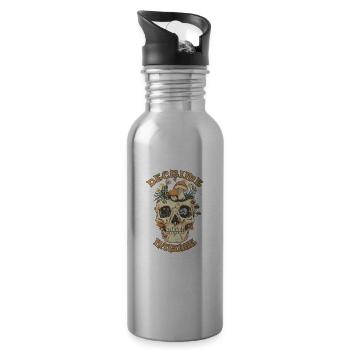 Decrime Nature Colorful Magic Mushroom Skull - Water bottle with straw - silver - Right