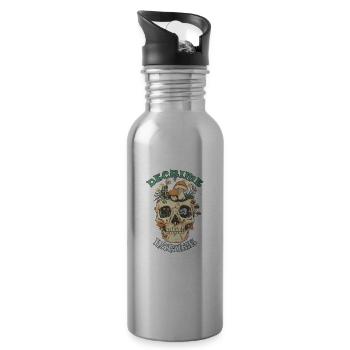 Decrime Nature Colorful Magic Mushroom Skull - Water bottle with straw - silver - Right