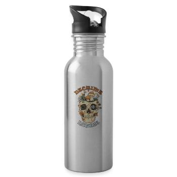 Decrime Nature Colorful Magic Mushroom Skull - Trinkflasche mit integriertem Trinkhalm - Lightsilver - Rechts
