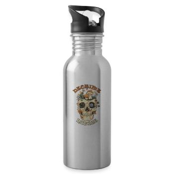 Decrime Nature Colorful Magic Mushroom Skull - Trinkflasche mit integriertem Trinkhalm - Lightsilver - Rechts