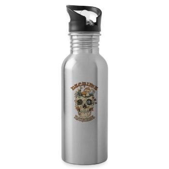 Decrime Nature Colorful Magic Mushroom Skull - Water bottle with straw - silver - Right