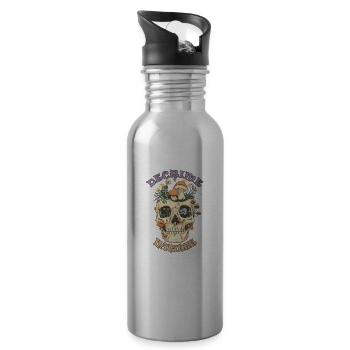 Decrime Nature Colorful Magic Mushroom Skull - Trinkflasche mit integriertem Trinkhalm - Lightsilver - Rechts