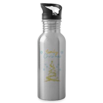 family christmas - Gourde avec paille intégrée - argent clair - Droite