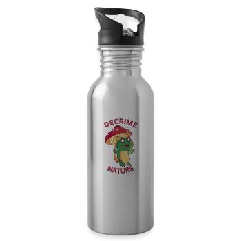Decrime Nature Colorful Mushroom Frog - Water bottle with straw - silver - Right