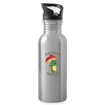 Decrime Nature Colorful Mushroom Frog - Water bottle with straw - silver - Right
