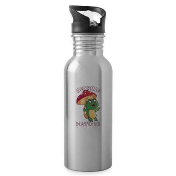 Decrime Nature Colorful Mushroom Frog - Water bottle with straw - silver - Right