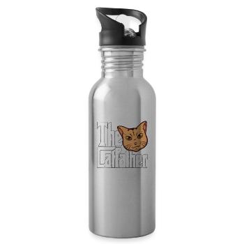 Cat Dad The Catfather Crazy Cat Father Kitty Daddy - Gourde avec paille intégrée - argent clair - Droite