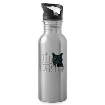 Cat Dad The Catfather Crazy Cat Father Kitty Daddy - Gourde avec paille intégrée - argent clair - Droite