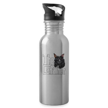 Cat Dad The Catfather Crazy Cat Father Kitty Daddy - Gourde avec paille intégrée - argent clair - Droite