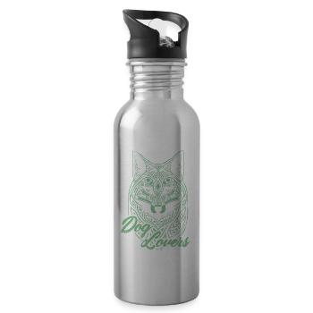 Amoureux des chiens amoureux des chiens.Dog lovers - Gourde avec paille intégrée - argent clair - Droite