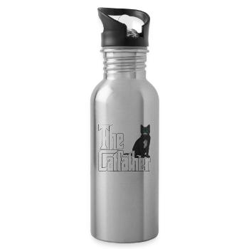 Cat Dad The Catfather Crazy Cat Father Kitty Daddy - Gourde avec paille intégrée - argent clair - Droite