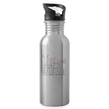Cat Dad The Catfather Crazy Cat Father Kitty Daddy - Water bottle with straw - silver - Right
