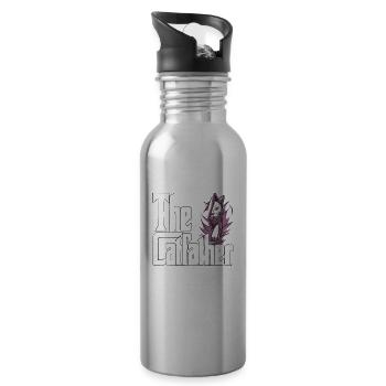 Cat Dad The Catfather Crazy Cat Father Kitty Daddy - Water bottle with straw - silver - Right