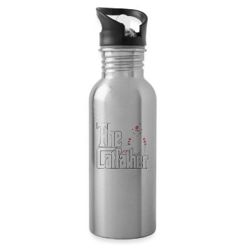 Cat Dad The Catfather Crazy Cat Father Kitty Daddy - Water bottle with straw - silver - Right