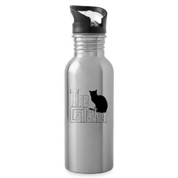Cat Dad The Catfather Crazy Cat Father Kitty Daddy - Gourde avec paille intégrée - argent clair - Droite