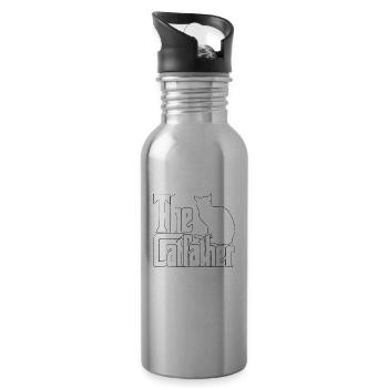 Cat Dad The Catfather Crazy Cat Father Kitty Daddy - Water bottle with straw - silver - Right