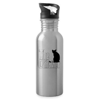 Cat Dad The Catfather Crazy Cat Father Kitty Daddy - Gourde avec paille intégrée - argent clair - Droite