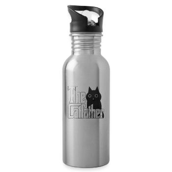 Cat Dad The Catfather Crazy Cat Father Kitty Daddy - Water bottle with straw - silver - Right