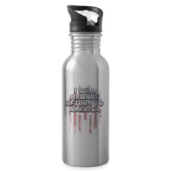 Ich werde immer nach Amerika zurückkehren Patriotischer Amerikaner - Trinkflasche mit integriertem Trinkhalm - Lightsilver - Rechts