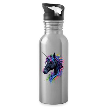 Rainbow Splash Einhorn - Trinkflasche mit integriertem Trinkhalm - Lightsilver - Rechts