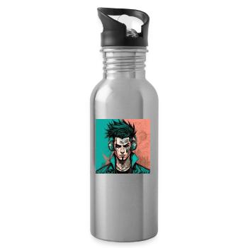 Tattoo Boy - Water bottle with straw - silver - Right