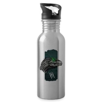 Glühender Raptor: Der glühende Blick - Trinkflasche mit integriertem Trinkhalm - Lightsilver - Rechts