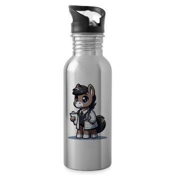 Cute Horse Doctor - Water bottle with straw - silver - Right