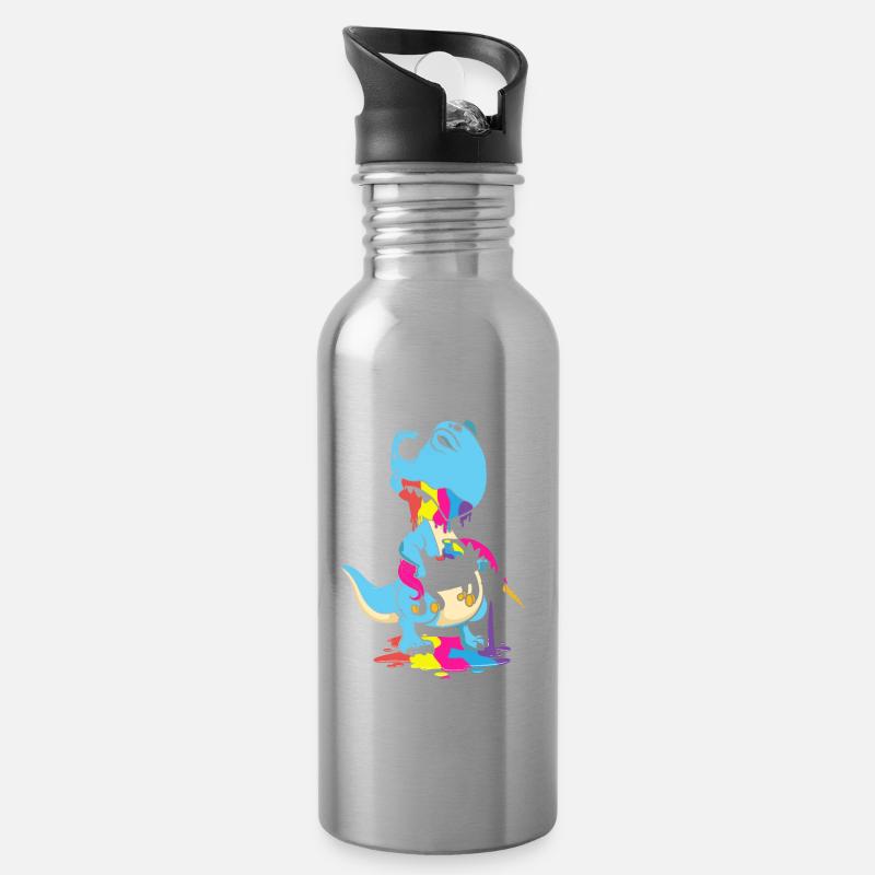 Drachen Wie Das Letzte Drache frisst Einhorn - Trinkflasche mit integriertem Trinkhalm - Lightsilver