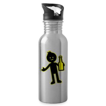 Silhouette de fête de consommation de bière - Gourde avec paille intégrée - argent clair - Droite