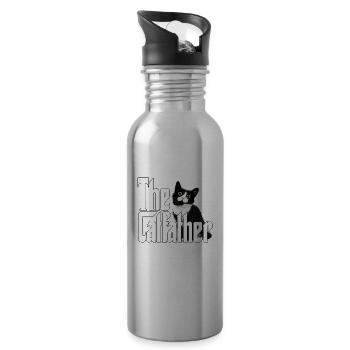 Chat Père Le Catfather Chat Fou Papa Papa - Gourde avec paille intégrée - argent clair - Droite