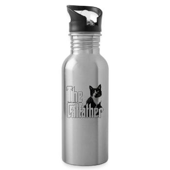 Cat Father The Catfather Crazy Cat Dad Dad - Water bottle with straw - silver - Right