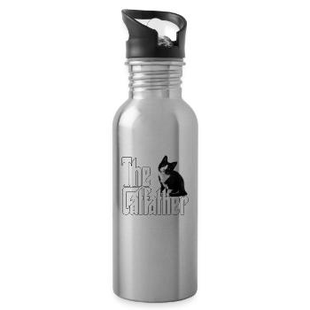 Cat Father The Catfather Crazy Cat Dad Dad - Water bottle with straw - silver - Right