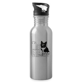 Cat Father The Catfather Crazy Cat Dad Dad - Water bottle with straw - silver - Right