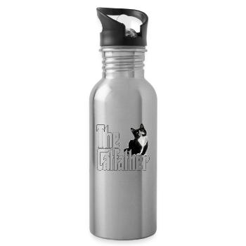 Cat Father The Catfather Crazy Cat Dad Dad - Water bottle with straw - silver - Right