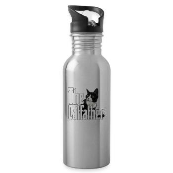 Cat Father The Catfather Crazy Cat Dad Dad - Water bottle with straw - silver - Right