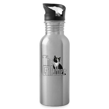 Cat Father The Catfather Crazy Cat Dad Dad - Water bottle with straw - silver - Right