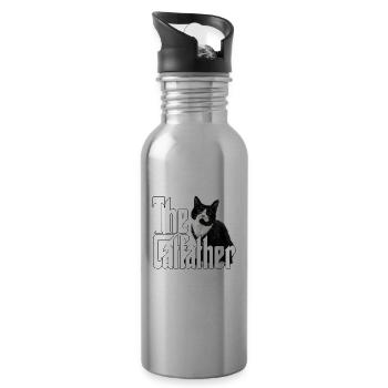 Cat Father The Catfather Crazy Cat Dad Dad - Water bottle with straw - silver - Right