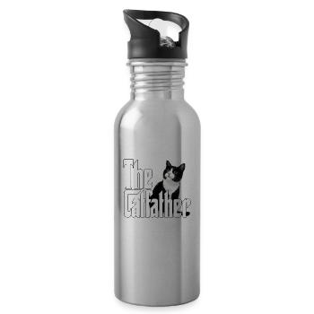 Cat Father The Catfather Crazy Cat Dad Dad - Water bottle with straw - silver - Right