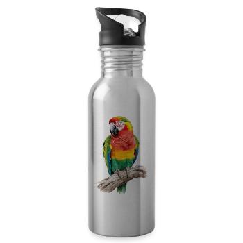 Ara Papagei für einen Vogelliebhaber - Trinkflasche mit integriertem Trinkhalm - Lightsilver - Rechts
