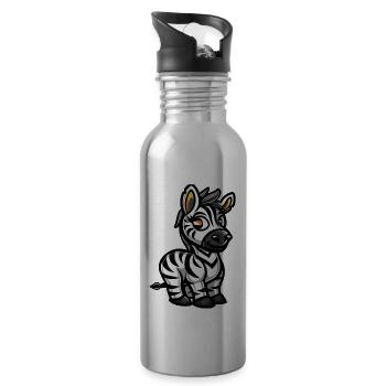 Zebra Comic - Trinkflasche mit integriertem Trinkhalm - Lightsilver - Rechts