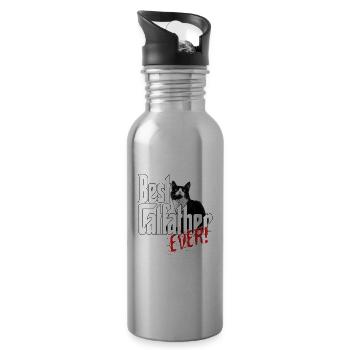 Chat Papa Meilleur Catfather Jamais Fou Chat Père Kitty - Gourde avec paille intégrée - argent clair - Droite
