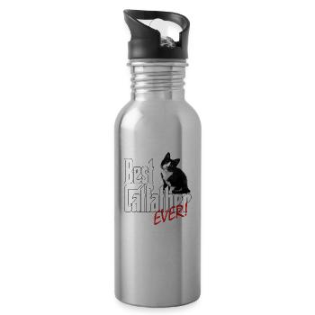 Chat Papa Meilleur Catfather Jamais Fou Chat Père Kitty - Gourde avec paille intégrée - argent clair - Droite