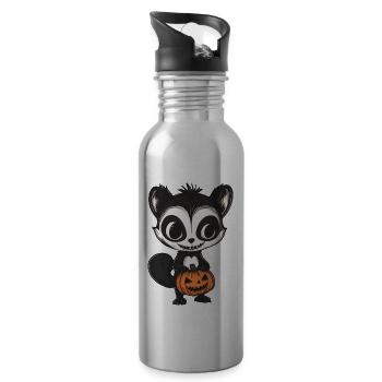 Skunk Halloween Comic Funny - Water bottle with straw - silver - Right