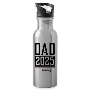 Dad 2025 Papa Loading Spruch - Trinkflasche mit integriertem Trinkhalm - Lightsilver - Rechts