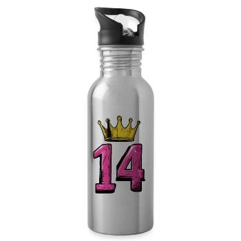 14 Zahl Krone - Trinkflasche mit integriertem Trinkhalm - Lightsilver - Rechts