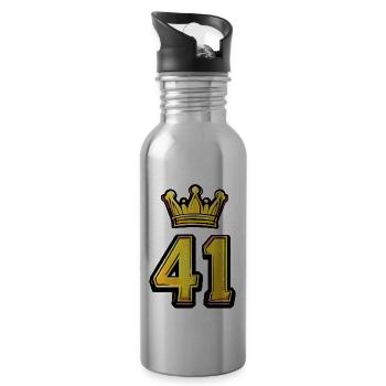 41 Zahl Krone - Trinkflasche mit integriertem Trinkhalm - Lightsilver - Rechts